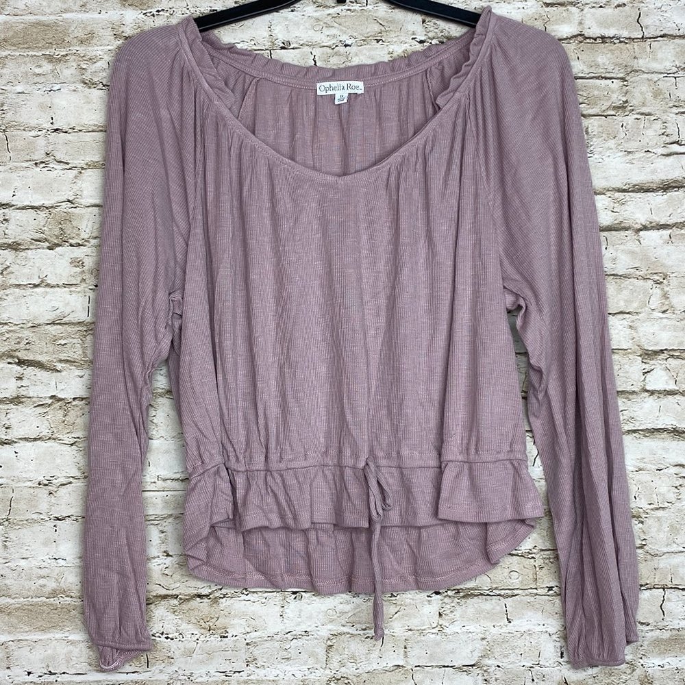 Ophelia Roe Long Sleeve Ruffle Top Tie Front 1X